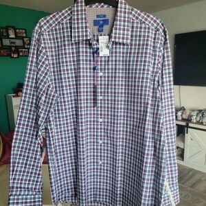 Egara Multicolor Plaid Dress Shirt Non Iron Slim Fit XL